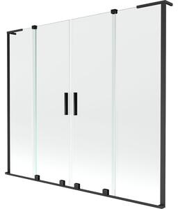 Mexen Velar L Duo параван за вана, двукрилен плъзгащ се 170 x 150 cm, прозрачeн, черен - 896-170-003-02-70
