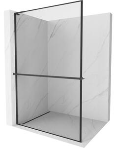 Mexen Kioto+ L душекран със стена с рафт Walk-in 90 x 200 см, черна рамка, черна - 800-090-123-70-70