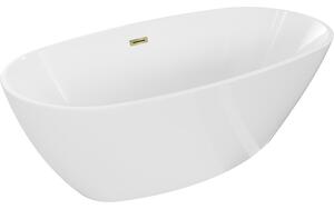 Mexen Eris самостоятелна вана 155 x 80 см, бяла, преливане злато - 53441558000-50