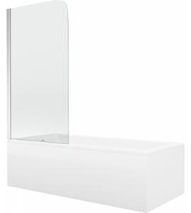 Mexen Cubik правоъгълна вана 150 x 70 cm с облицовка и 1-крилен параван 70 cm, прозрачен, хром - 550315070X9007010100