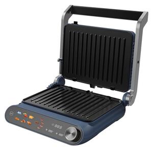 Контакт грил Nostro Lux NL51442P, 2200W, Сензорен дисплей, Незалепващи, подвижни плочи, Отваряне на 180°, Син