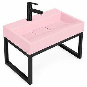 Умивалник МРАМОРЕН КОМПОЗИТ Rea GOYA PINK 50CM + стелаж