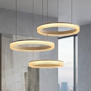 Searchlight LED висяща лампа Lumen Rings с 3 лампи, цвят пясък, CCT, желязо, възможност, Затъмняване, Бежов, Дневна/трапезария, Метал, Модерен