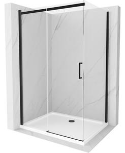 Mexen Omega плъзгаща се душ кабина 100 x 70 см, прозрачна, черна + корито Flat, бяло - 825-100-070-70-00-4010B