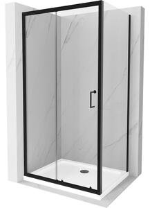 Mexen Apia плъзгаща се душ кабина 90 x 70 см, прозрачна, черна + тава Flat, бяла - 840-090-070-70-00-4010B