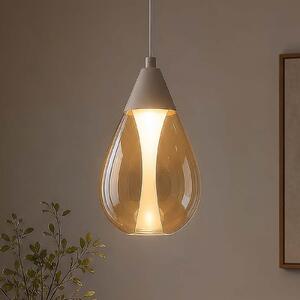 Searchlight LED висяща лампа „Pear“, 1-лампова, бежова, стъкло в цвят кехлибар, 3 000 K, Затъмняване, Бежов, Дневна/трапезария, Стъкло, Модерен