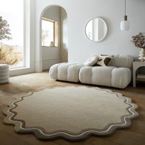 Covor rotund Leo Scallop Border Natural 180x180 cm