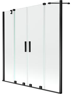 Mexen Velar Duo двукрилен плъзгащ се преграда за вана 140 x 150 cm, прозрачен, черен - 896-140-000-02-70