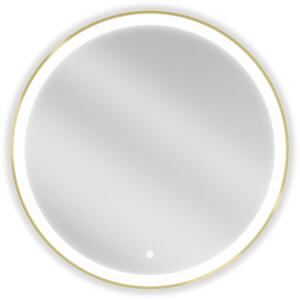 Mexen Esso LED осветено кръгло огледало за баня, 80 см, LED 6000K, анти-пара, златна рамка - 9825-080-080-611-50
