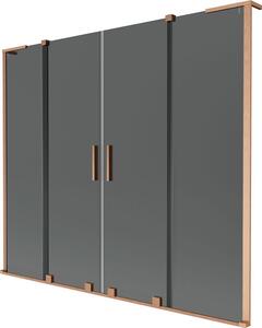 Mexen Velar L Duo параван за вана, 2-крилен плъзгащ се 170 x 150 cm, графит, четкана мед - 896-170-003-42-65