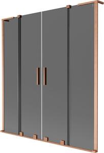 Mexen Velar L Duo параван за вана, двукрилен плъзгащ се 150 x 150 cm, графит, полиран мед - 896-150-003-42-65