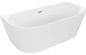 Mexen Oval свободностояща вана до стената 140 x 75 см, бяла, преливник