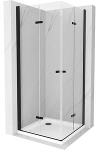 Mexen Lima Duo сгъваема душ кабина 80 x 80 см, прозрачна, черна + палета Flat - 856-080-080-70-02-4010B
