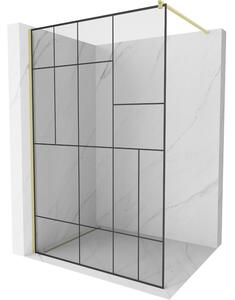 Mexen Kioto параван за душ Walk-in 80 x 200 cm, черен мотив 8 mm, златисто матирано - 800-080-101-55-78