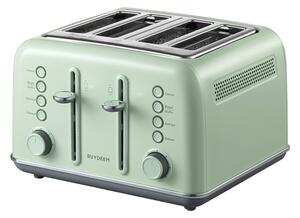 Тостер за хляб BUYDEEM DT640E, 1800W, 4 слота, 7 автоматични програми, 7 степени на препичане, LED индикатори, Тави за трохички, Високо изскачане, Зелен