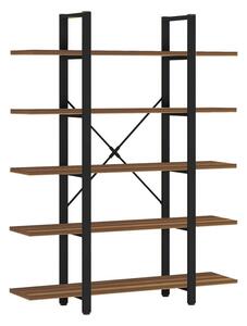 Библиотека Естон с цвят орех - черен метал 120x28x180см