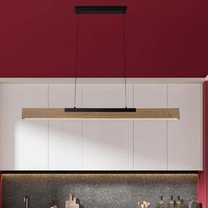 Näve Wilma LED висящо осветление, дърво, дължина 122 cm, с възможност за, Затъмняване, Дърво, Дневна/трапезария, Дървесина, Модерен