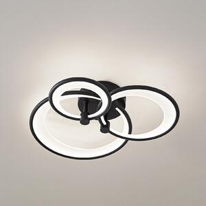 Lindby LED плафон Sorma, черен, CCT, с регулиране на яркостта, Затъмняване, Черен, Дневна/трапезария, Метал, Модерен