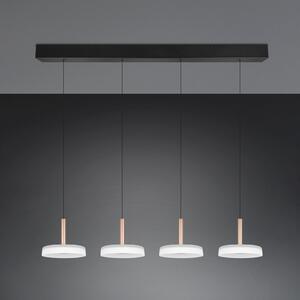 Trio Lighting LED висяща лампа Celeste бяло/кафяво 115 cm 4 светлини от стъкло с възможност, Затъмняване, Бял, Дневна/трапезария, Стъкло, Модерен