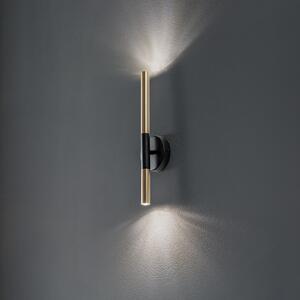 SIGMA Стенна лампа Sopel Lux, 2-пламъчна, черна/златна, височина 38 cm, Затъмняване, Злато / месинг, Дневна/трапезария, Метал, Модерен