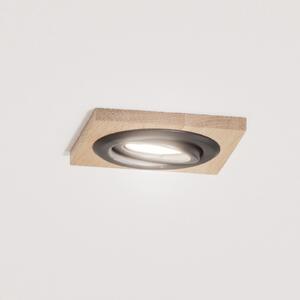 Lamkur Вградена лампа за таван Tobby, 10 x cm, комплект от 3 броя, дъб GU10, Затъмняване, Дърво, Дневна/трапезария, Дървесина, Скандинавски, Ъглово вградено осветление