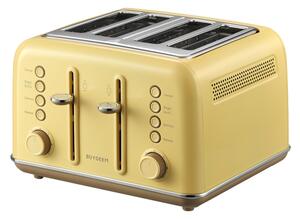 Тостер за хляб BUYDEEM DT640E, 1800W, 4 слота, 7 автоматични програми, 7 степени на препичане, LED индикатори, Тави за трохички, Високо изскачане, Жълт