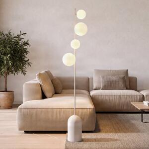 EMIBIG LIGHTING Стелажна лампа Etno LP4, бяла, стъкло/стомана, височина 140 cm, G9, Бял, Дневна/трапезария, Стъкло, Модерен