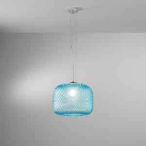 Luce Ambiente Design Висяща лампа „Ашфорд“, тюркоазено, Ø 40 см, стъкло, Затъмняване, Син, Дневна/трапезария, Стъкло