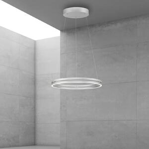 PURE LED висяща лампа E-Loop, камък, Ø 70 cm, алуминий, CCT, Затъмняване, Металик, Дневна/трапезария, Метал, Модерен