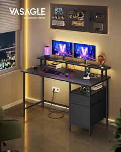 Бюро Vasagle Черно, LED, 2 USB-A, 55 x 135 x 90 см