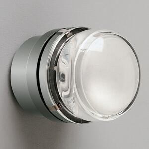 Oluce Fresnel - Стенна лампа със стъклена леща IP44 хром, Затъмняване, Прозрачен, Баня, Стъкло, Дизайн, Кръгъл директен таван