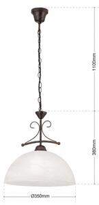 Orion - Полилей RULA на верига, 1xE27/40W/230V, диаметър 35 см, бял/бронзов