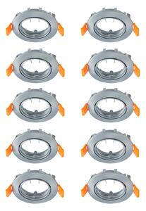 Prios лампа за вграждане в таван Fibur, сива, цинк, Ø 8,2 cm, 10 броя