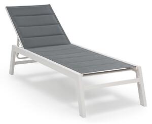 Blumfeldt Renazzo Lounge, шезлонг, 70/30 PVC / PE, алуминий 6-стъпки, бяло/сив