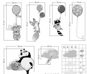 Детски стикер за стена с весел мотив на летящи животни 51 x 22 cm