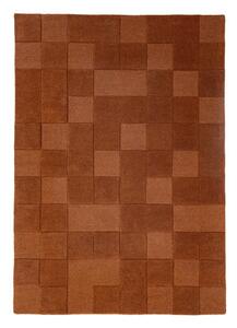 Теракотен ръчно изработен вълнен килим 120x170 cm Checkerboard – Flair Rugs