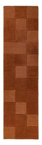 Теракотена ръчно изработена вълнена пътека 60x230 cm Checkerboard – Flair Rugs