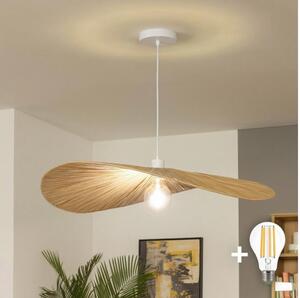 Brilagi - LED полилей на кабел CERIA BOHO 1xE27/40W/230V, диаметър 80 см, рафия