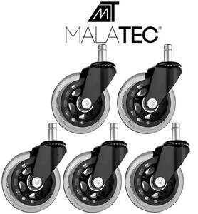 Комплект от 5 резервни колела за офис стол Malatec, диаметър 11мм