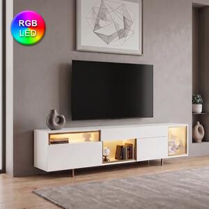 Norm TopMebel меламинов ТВ шкаф с RGB LED в бял - златен цвят 180x32x55cm