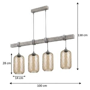 Brilagi - Полилей на кабел WOOD GLASS 4xE27/60W/230V бор/сив/опушено кафяво