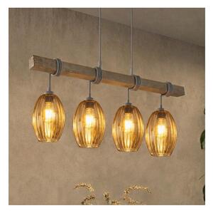 Brilagi - Полилей на кабел WOOD GLASS 4xE27/60W/230V бор/сив/опушено кафяво