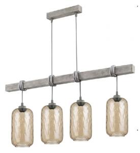 Brilagi - Полилей на кабел WOOD GLASS 4xE27/60W/230V бор/сив/опушено кафяво