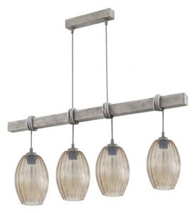 Brilagi - Полилей на кабел WOOD GLASS 4xE27/60W/230V бор/сив/опушено кафяво