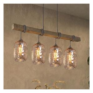 Brilagi - Полилей на кабел WOOD GLASS 4xE27/60W/230V бор/сив/опушено кафяво