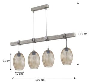 Brilagi - Полилей на кабел WOOD GLASS 4xE27/60W/230V бор/сив/опушено кафяво
