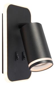 LED стенен спот PIPE 1xGU10/10W/230V + LED/6W черен