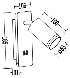 LED стенен насочващ аплик PIPE 1xGU10/10W/230V + LED/6W бял
