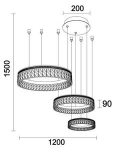 LED Димируем кристален полилей на кабел THALIA LED/120W/230V 3000-6000K + дистанционно управление