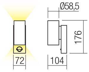 Redo 9455-LED Екстериорен аплик със сензор VINCE 2xLED/3W/230V IP54 кафяв